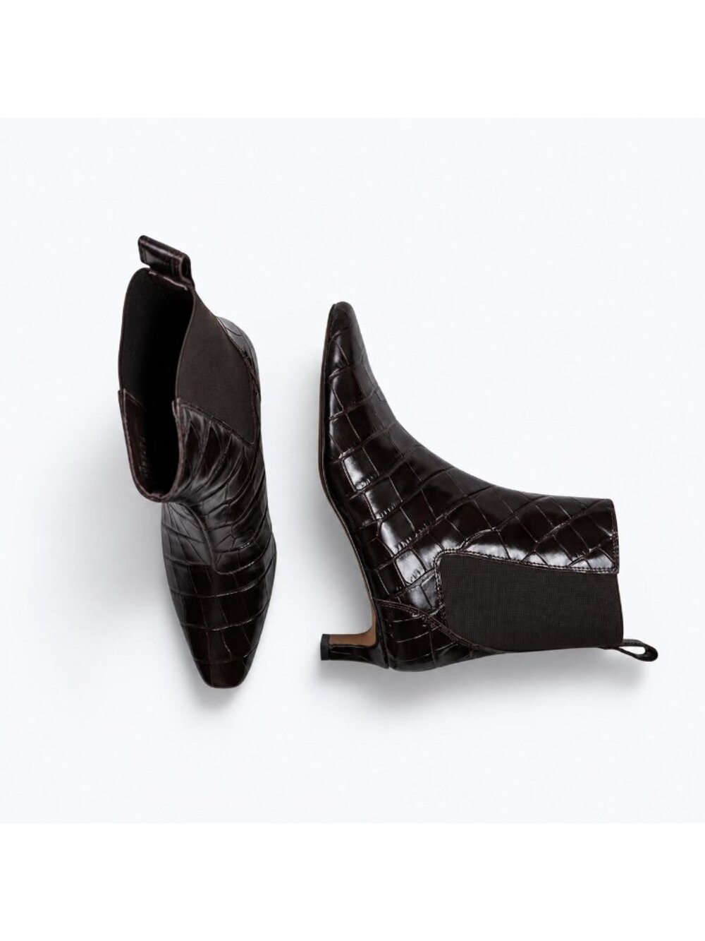 Madewell The Dimes Chelsea Boot Croc-Stamped Leather Women 7M Coffee Bean Brown - Picture 2 of 16